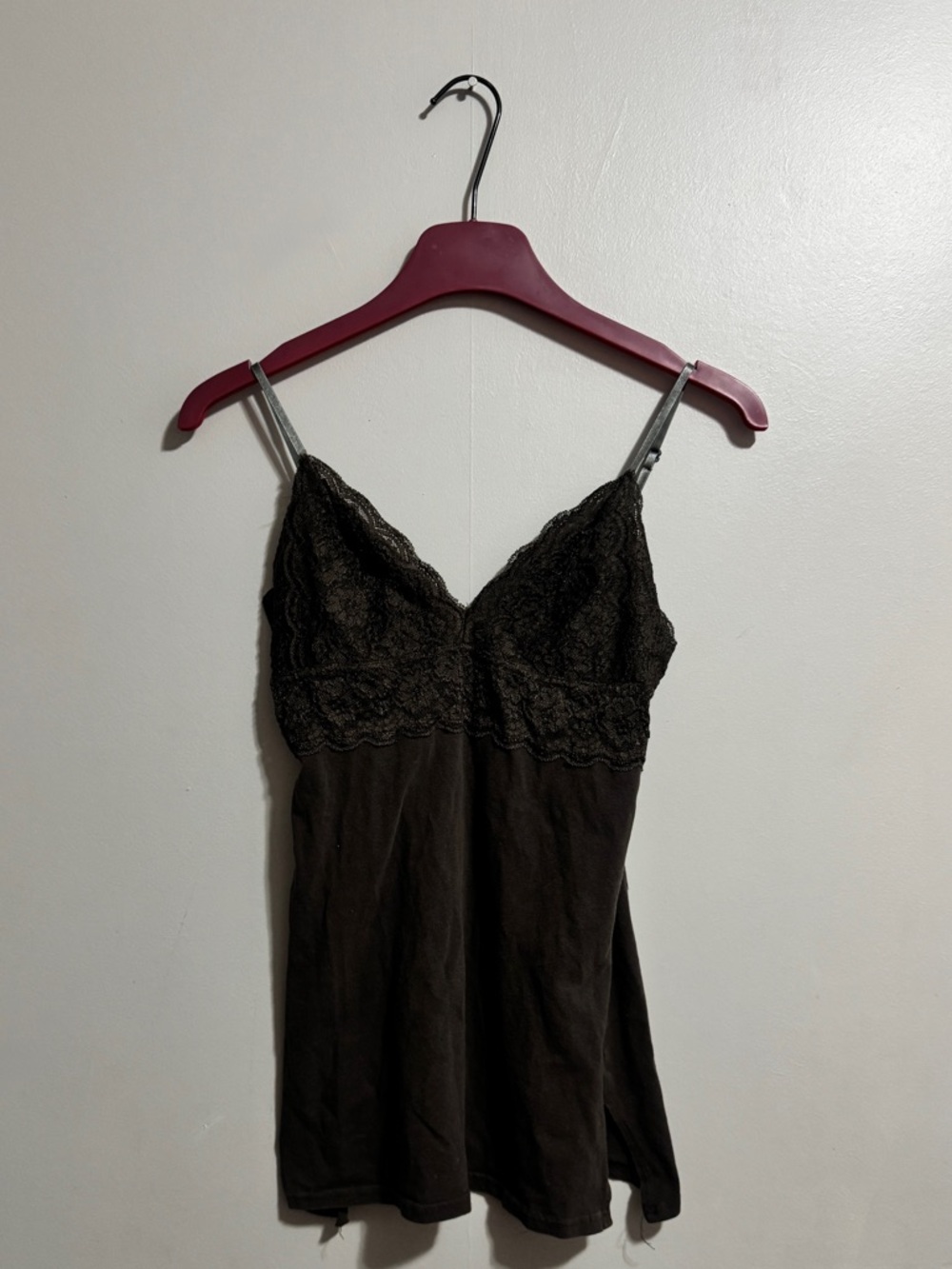 Y2K Urban Behavior Lace-Trim Brown Cami Tank Top Woman’s Size Small
